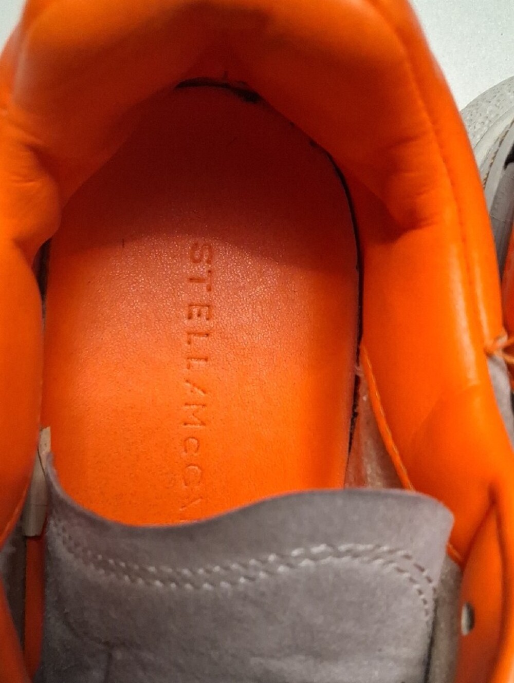 Stella McCartney Light Gray Sneakers with Bright Orange Interior - Picture 3 of 9